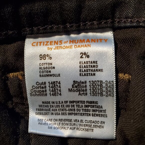 CITIZENS OF HUMANITY SZ 27 (29"W) Short Amber Bootcut Dark Wash Distress Jeans - Picture 10 of 11